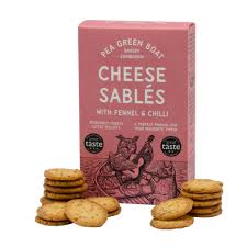 BEST BY FEBRUARY 2026: Pea Green Boat Cheese Sables Fennel and Chili Cheese Sables 80g