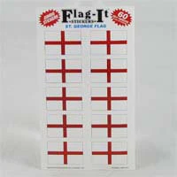 British Brands Stickers England St. Georges Cross Flag (10 Stickers Per Sheet) 1.5" X 1" 10g