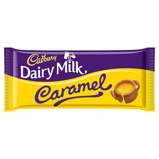 Cadbury Dairy Milk Caramel HEAT SENSITIVE ITEM. PLEASE ADD ITEM 122942 TO THE ORDER TO TRY TO PROTECT CHOCOLATES FROM HEAT DAMAGE. 120g