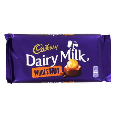 Cadbury Dairy Milk Wholenut  HEAT SENSITIVE ITEM. PLEASE ADD ITEM 122942 TO THE ORDER TO TRY TO PROTECT CHOCOLATES FROM HEAT DAMAGE. 180g