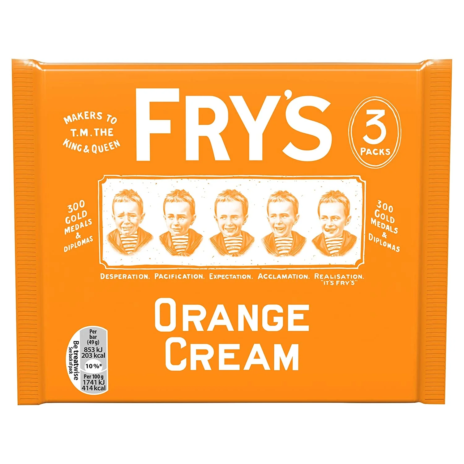 Frys Orange Cream Chocolate Bars (3pk) HEAT SENSITIVE ITEM. PLEASE ADD ITEM 122942 TO THE ORDER TO TRY TO PROTECT CHOCOLATES FROM HEAT DAMAGE. 147g