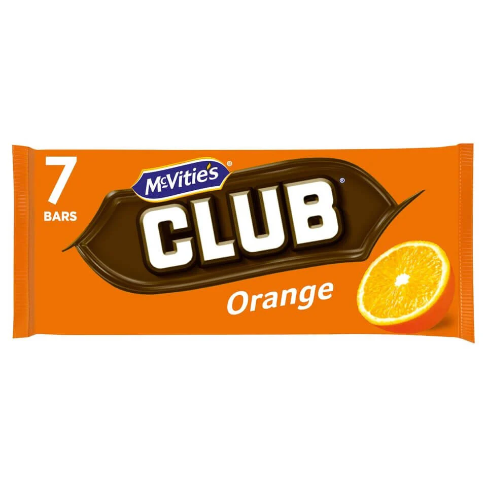 Jacobs (McVities) Club Bars Orange 7pk HEAT SENSITIVE ITEM. PLEASE ADD ITEM 122942 TO THE ORDER TO TRY TO PROTECT CHOCOLATES FROM HEAT DAMAGE. 154g