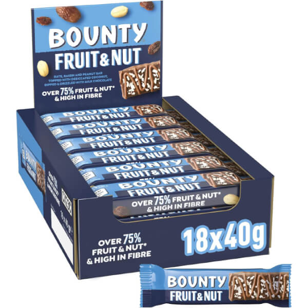 Mars Bounty Fruit Nut Milk Chocolate Bar HEAT SENSITIVE ITEM. PLEASE ADD ITEM 122942 TO THE ORDER TO TRY TO PROTECT CHOCOLATES FROM HEAT DAMAGE 40g