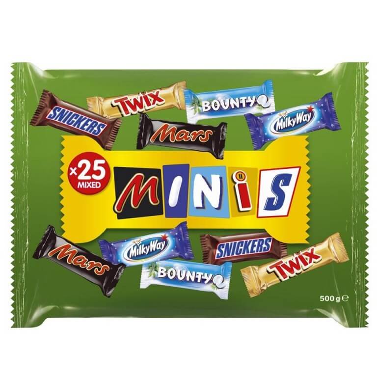 Mars Mixed Mini Chocolate Variety Bag HEAT SENSITIVE ITEM. PLEASE ADD ITEM 122942 TO THE ORDER TO TRY TO PROTECT CHOCOLATES FROM HEAT DAMAGE. 500g