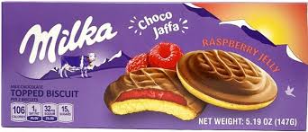Milka Choco Dessert Cookies with Raspberry Jelly HEAT SENSITIVE ITEM. PLEASE ADD ITEM 122942 TO THE ORDER TO TRY TO PROTECT CHOCOLATES FROM HEAT DAMAGE. 147g