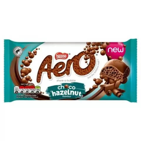 Nestle Aero Choco Hazelnut Bar  HEAT SENSITIVE ITEM. PLEASE ADD ITEM 122942 TO THE ORDER TO TRY TO PROTECT CHOCOLATES FROM HEAT DAMAGE. 90g