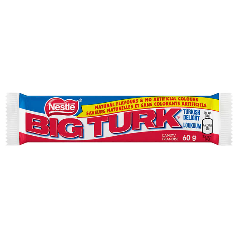 Nestle Big Turk Bar Turkish Delight HEAT SENSITIVE ITEM. PLEASE ADD ITEM 122942 TO THE ORDER TO TRY TO PROTECT CHOCOLATES FROM HEAT DAMAGE. 60g