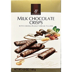 Tago Milk Chocolate Crisps Cocoa with Peanut Cream Filling HEAT SENSITIVE ITEM. PLEASE ADD ITEM 122942 TO THE ORDER TO TRY TO PROTECT CHOCOLATES FROM HEAT DAMAGE. 140g