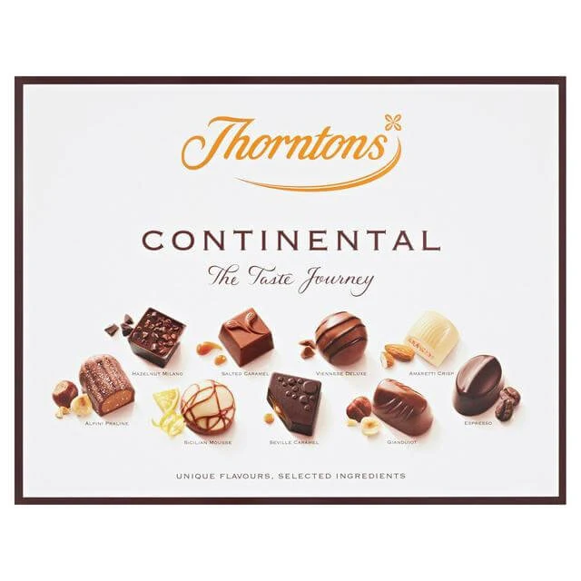 Thorntons Continental Chocolates HEAT SENSITIVE ITEM. PLEASE ADD ITEM 122942 TO THE ORDER TO TRY TO PROTECT CHOCOLATES FROM HEAT DAMAGE. 264g